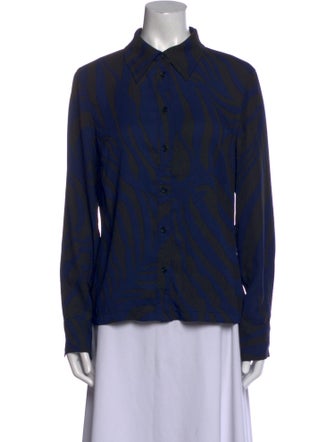 Diane von Furstenberg Printed Long Sleeve Button-Up Top
