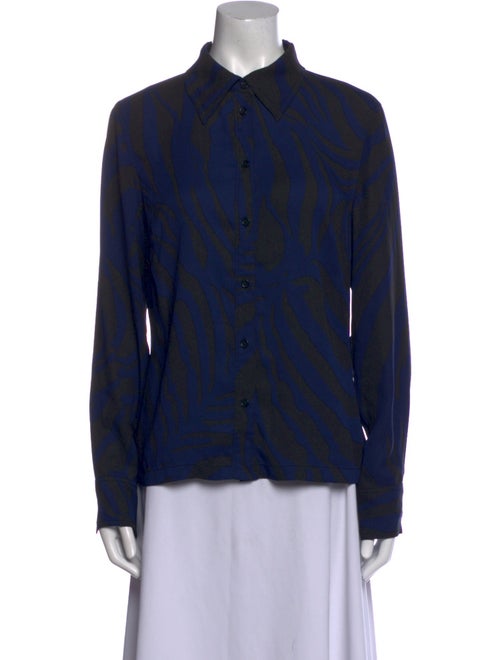 Diane von Furstenberg Printed Long Sleeve Button-Up Top
