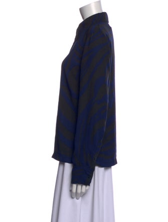 Diane von Furstenberg Printed Long Sleeve Button-Up Top