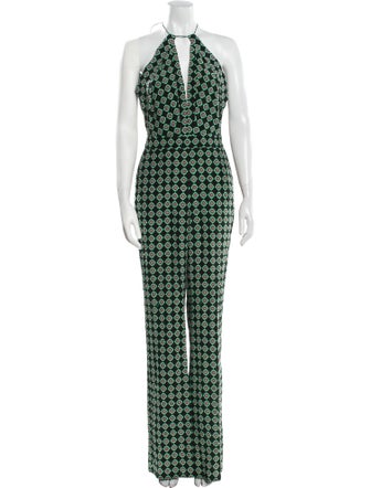 Diane von Furstenberg Printed Halterneck Jumpsuit