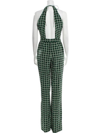 Diane von Furstenberg Printed Halterneck Jumpsuit