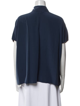 Diane von Furstenberg Silk Short Sleeve Button-Up Top