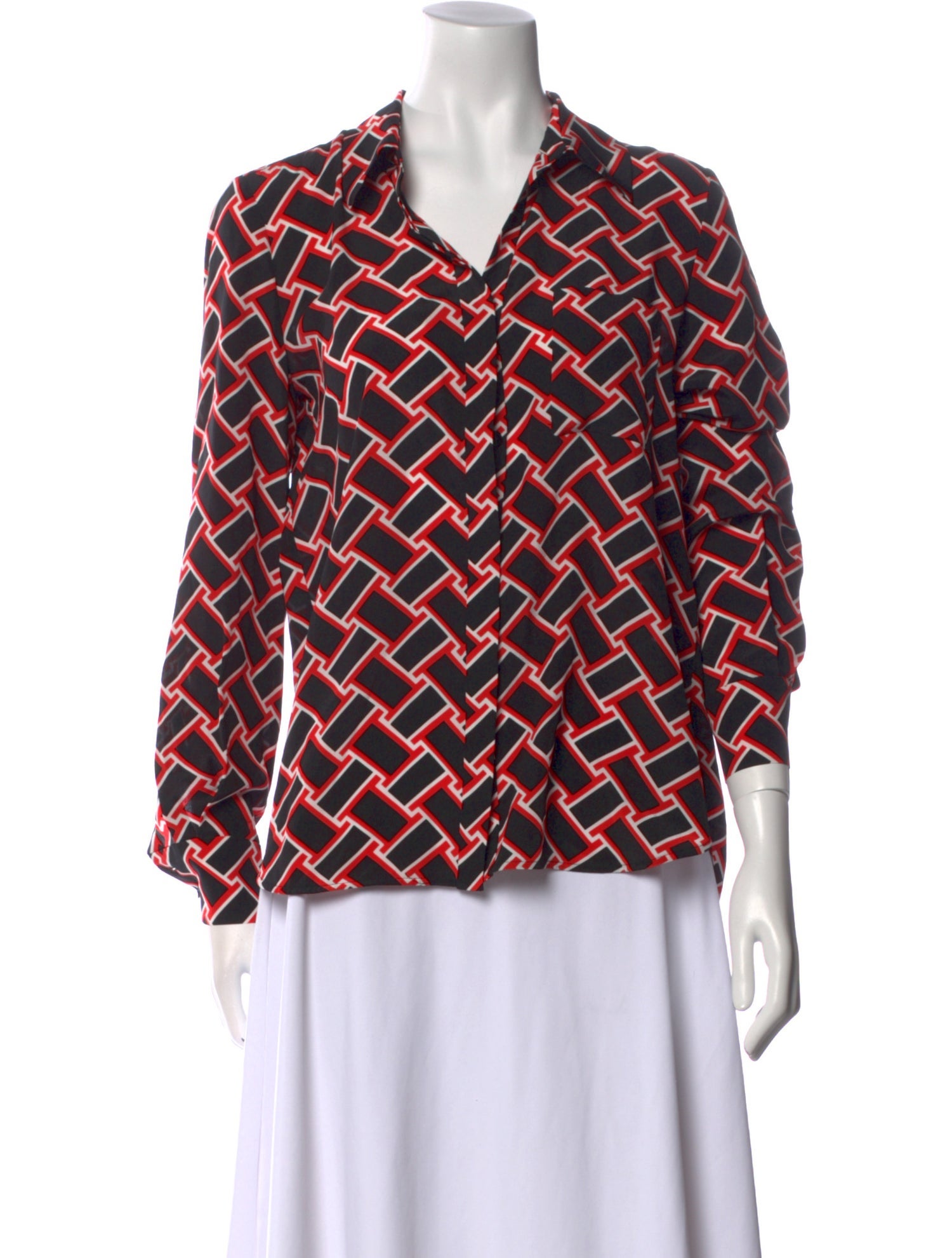 Diane von Furstenberg Silk Printed Button-Up Top