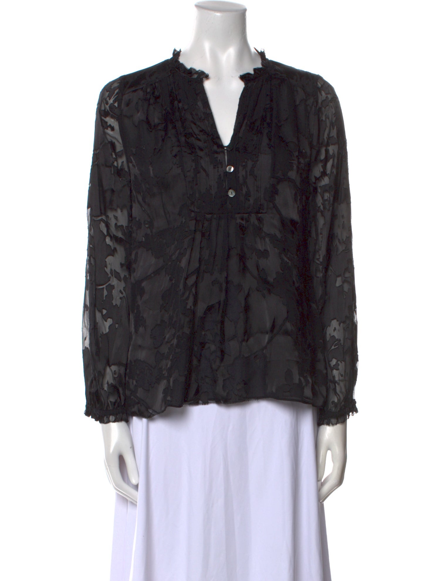 Diane von Furstenberg V-Neck Long Sleeve Blouse