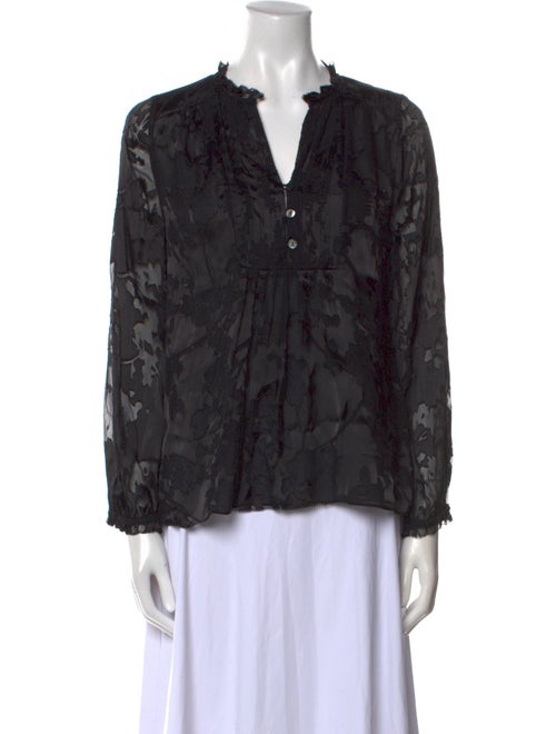 Diane von Furstenberg V-Neck Long Sleeve Blouse