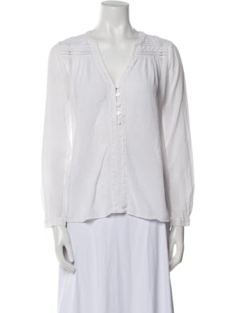 Diane von Furstenberg V-Neck Three-Quarter Sleeve Blouse