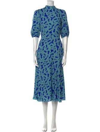 Diane von Furstenberg Floral Print Midi Length Dress
