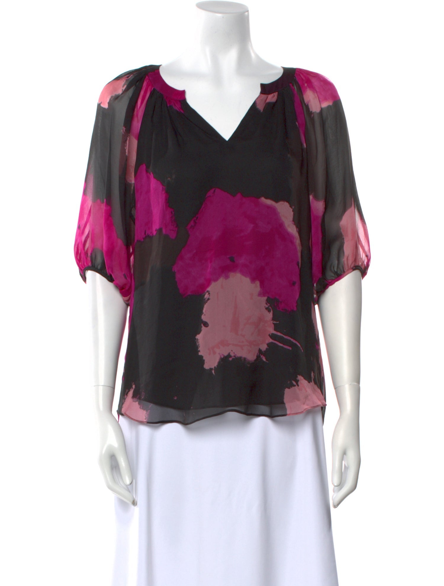 Diane von Furstenberg Silk Floral Print Blouse