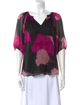 Diane von Furstenberg Silk Floral Print Blouse