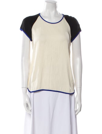 Diane von Furstenberg Silk Colorblock Pattern T-Shirt