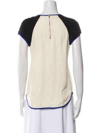 Diane von Furstenberg Silk Colorblock Pattern T-Shirt