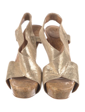 Diane von Furstenberg Leather Colorblock Pattern Slingback Sandals