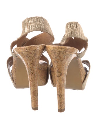 Diane von Furstenberg Leather Colorblock Pattern Slingback Sandals