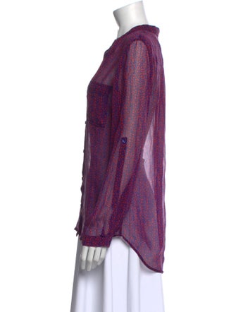 Diane von Furstenberg Animal Print V-Neck Button-Up Top