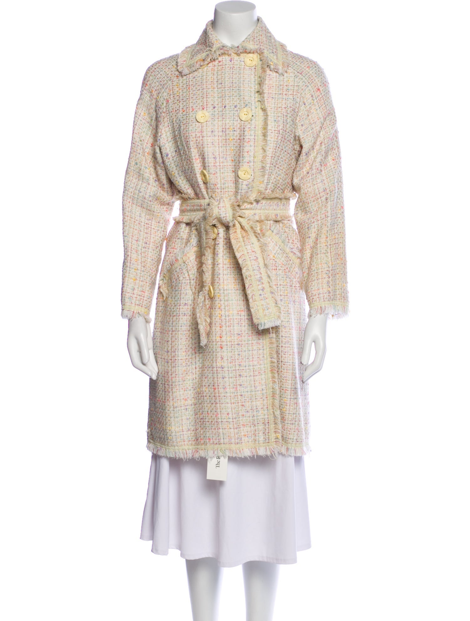 Diane von Furstenberg Tweed Pattern Trench Coat