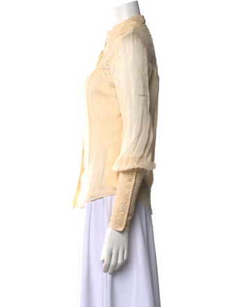 Diane von Furstenberg Silk Mock Neck Button-Up Top