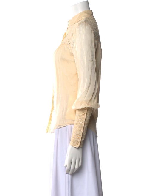 Diane von Furstenberg Silk Mock Neck Button-Up Top