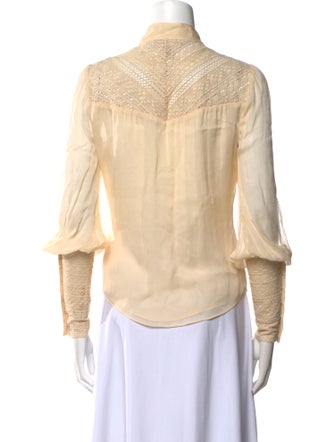 Diane von Furstenberg Silk Mock Neck Button-Up Top