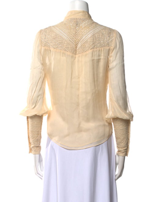 Diane von Furstenberg Silk Mock Neck Button-Up Top