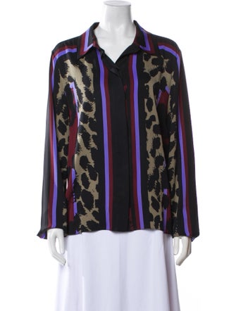 Diane von Furstenberg Printed Long Sleeve Button-Up Top