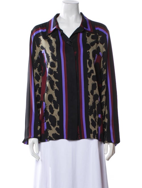 Diane von Furstenberg Printed Long Sleeve Button-Up Top