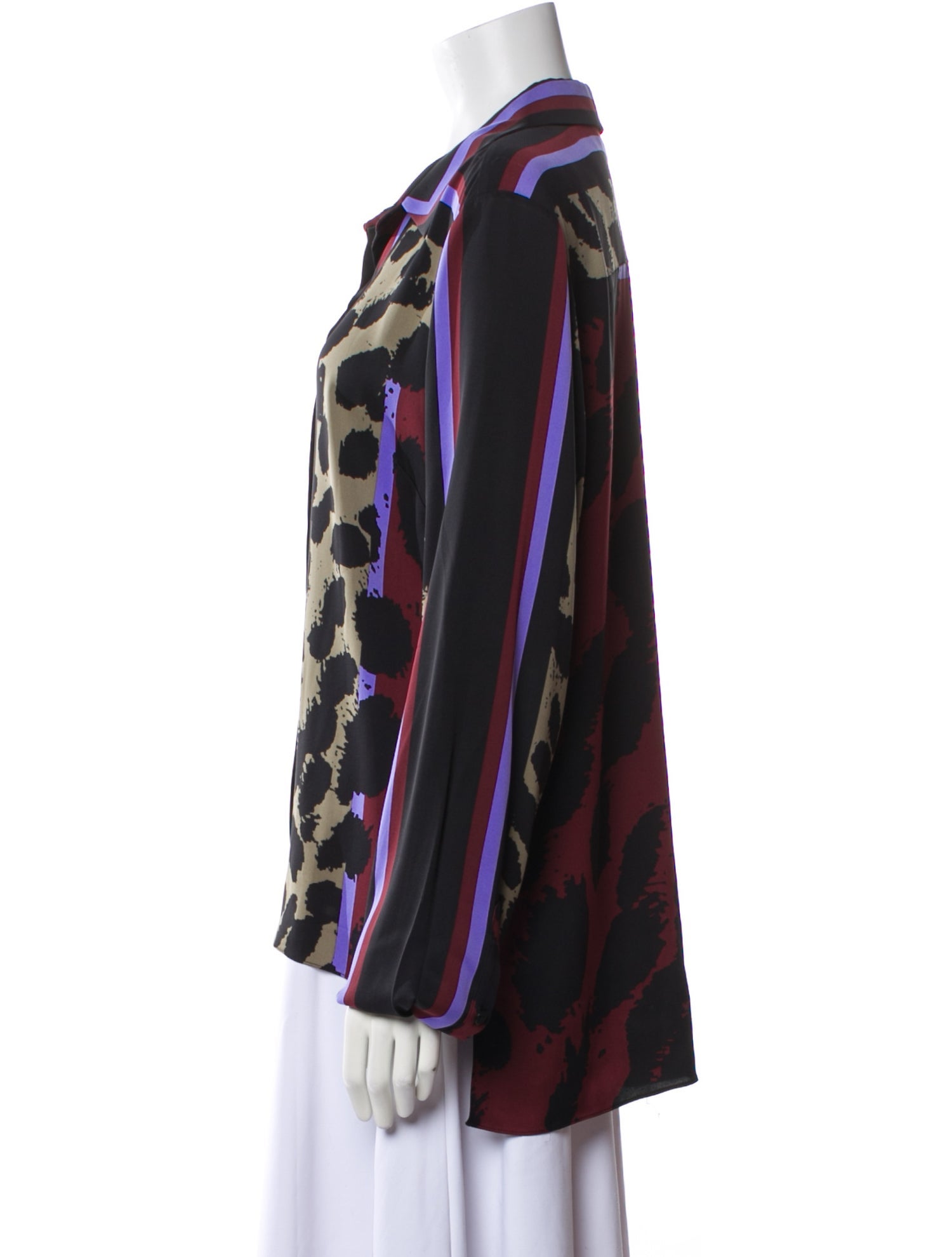 Diane von Furstenberg Printed Long Sleeve Button-Up Top