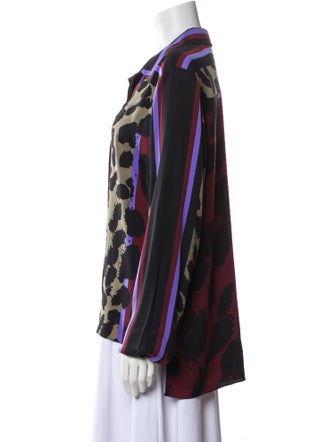 Diane von Furstenberg Printed Long Sleeve Button-Up Top