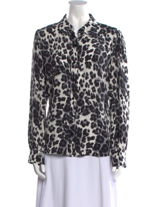 Diane von Furstenberg Animal Print Long Sleeve Button-Up Top