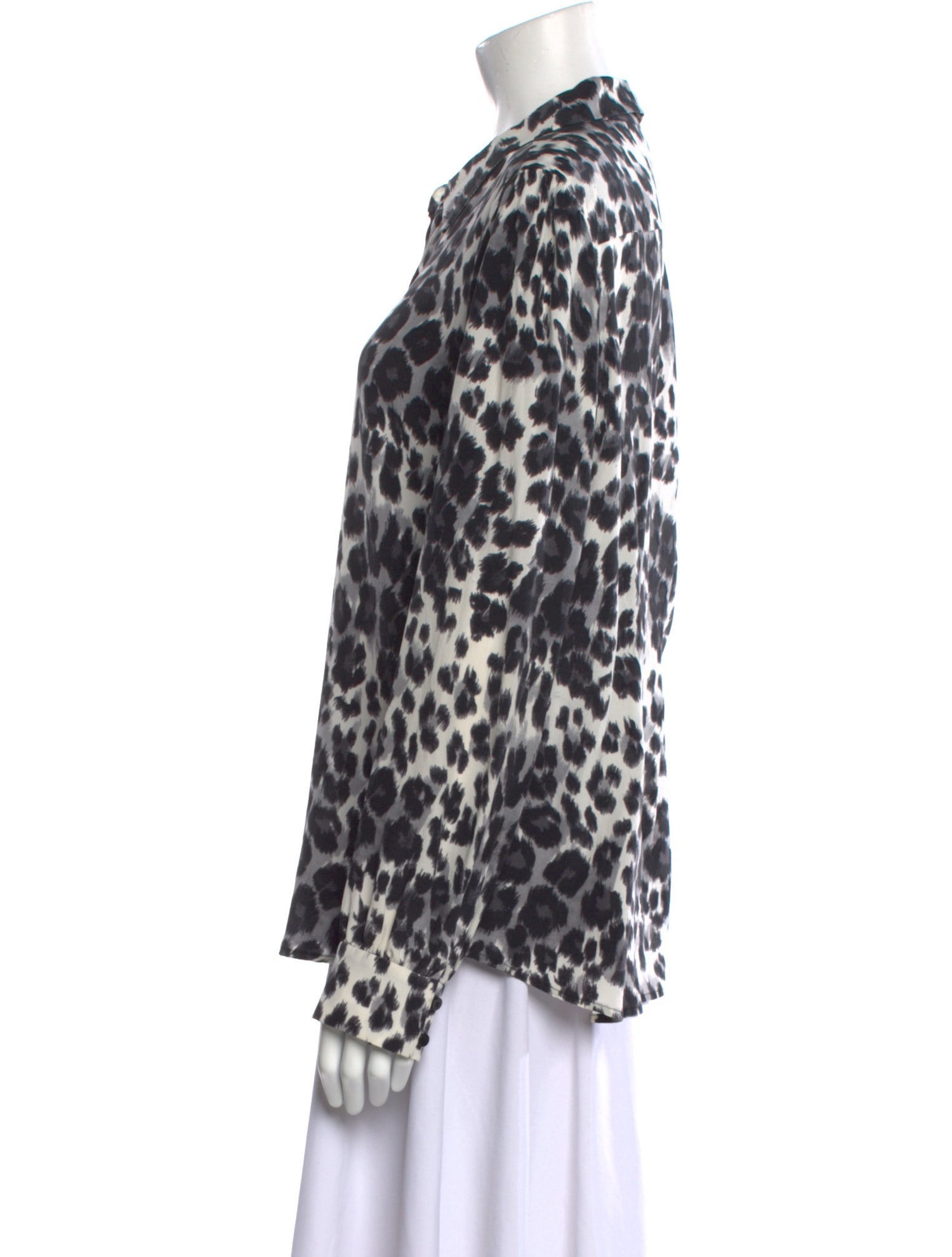 Diane von Furstenberg Animal Print Long Sleeve Button-Up Top