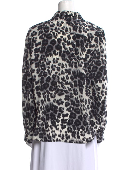 Diane von Furstenberg Animal Print Long Sleeve Button-Up Top