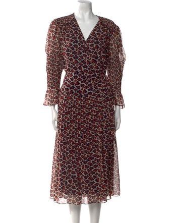 Diane von Furstenberg Animal Print Midi Length Dress