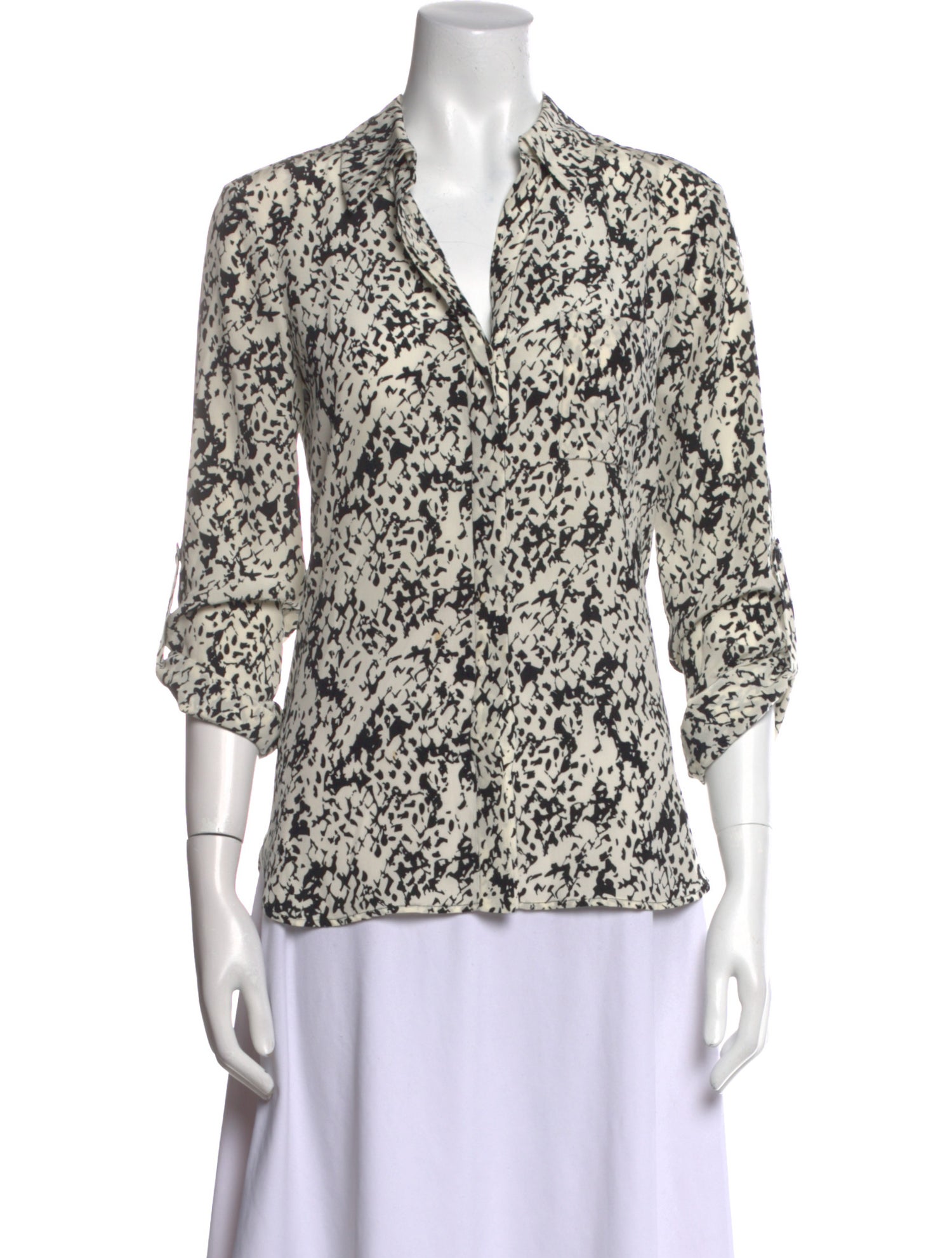 Diane von Furstenberg Silk Floral Print Button-Up Top