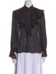 Diane von Furstenberg Polka Dot Print Mock Neck Blouse