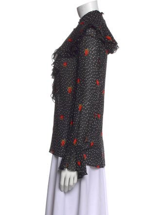 Diane von Furstenberg Polka Dot Print Mock Neck Blouse