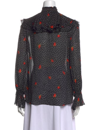 Diane von Furstenberg Polka Dot Print Mock Neck Blouse