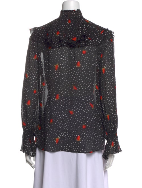 Diane von Furstenberg Polka Dot Print Mock Neck Blouse