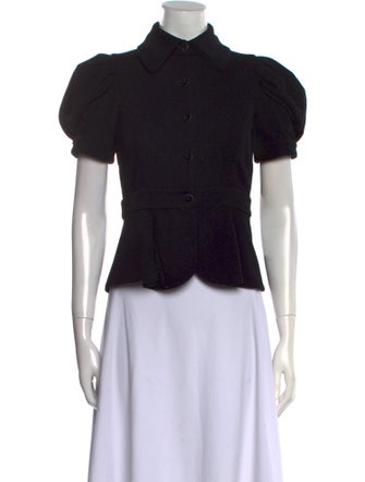 Diane von Furstenberg Wool Short Sleeve Button-Up Top