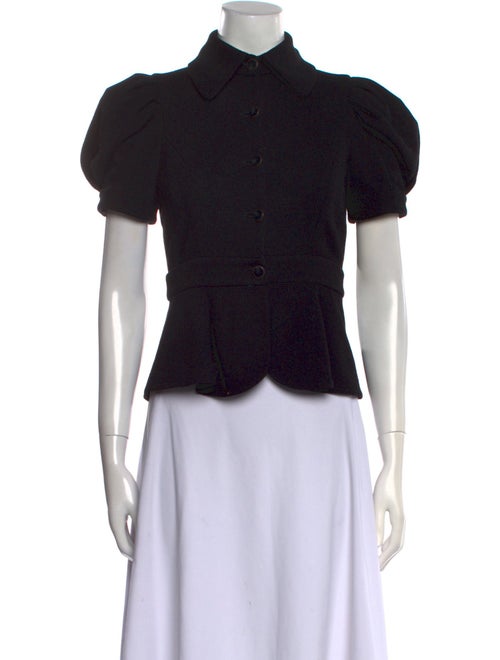 Diane von Furstenberg Wool Short Sleeve Button-Up Top