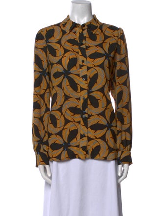 Diane von Furstenberg Printed Long Sleeve Button-Up Top
