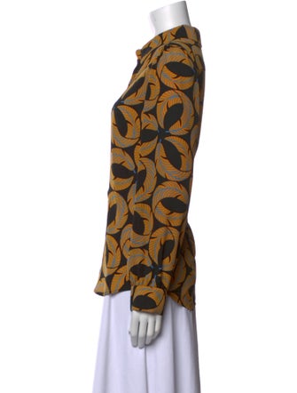 Diane von Furstenberg Printed Long Sleeve Button-Up Top