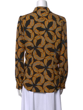 Diane von Furstenberg Printed Long Sleeve Button-Up Top