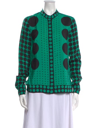 Diane von Furstenberg Polka Dot Print Mock Neck Blouse