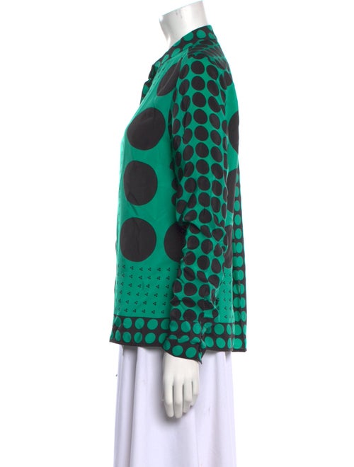 Diane von Furstenberg Polka Dot Print Mock Neck Blouse