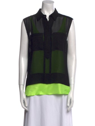 Diane von Furstenberg Printed Sleeveless Button-Up Top
