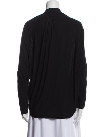 Diane von Furstenberg Plunge Neckline Long Sleeve Blouse