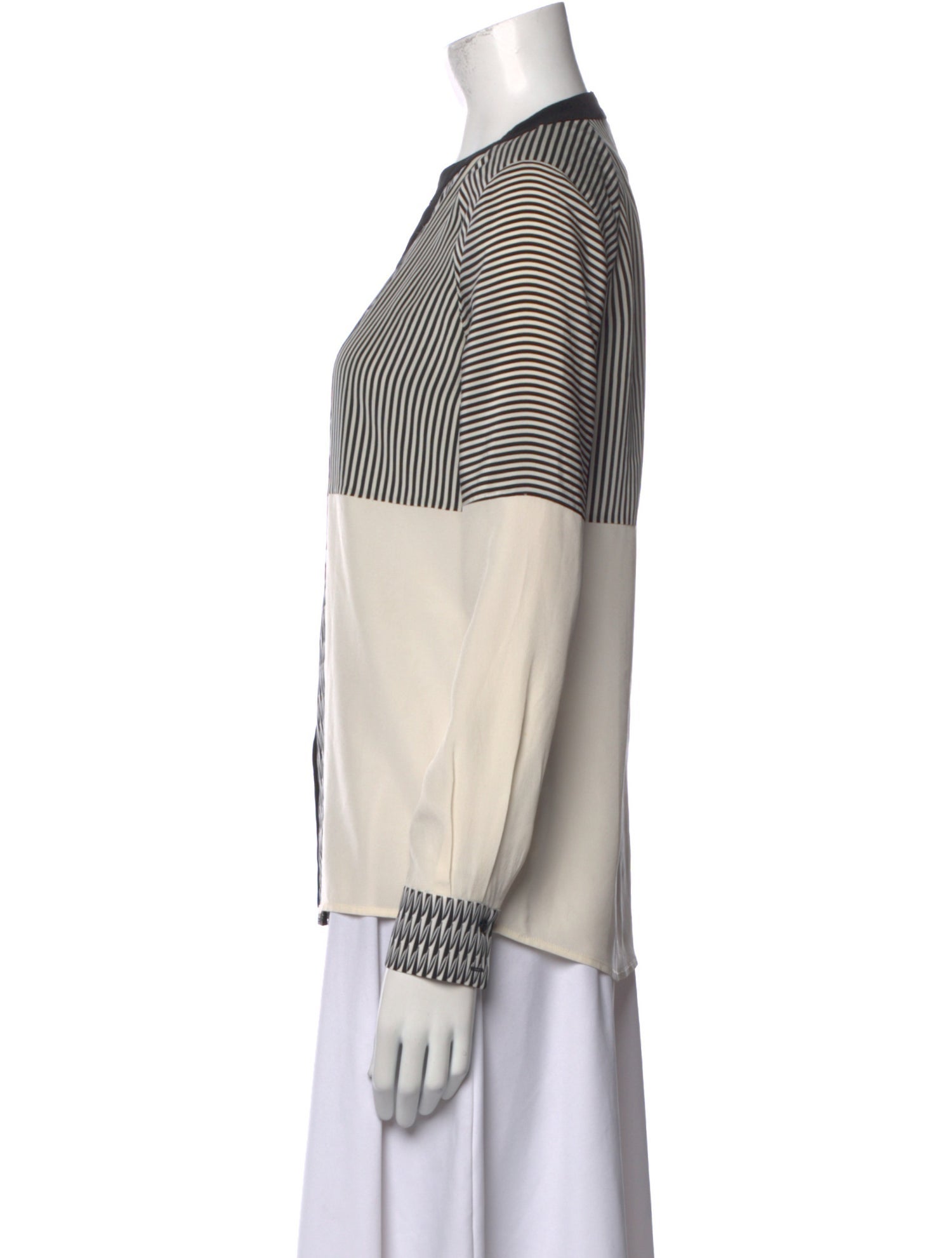 Diane von Furstenberg Silk Striped Button-Up Top