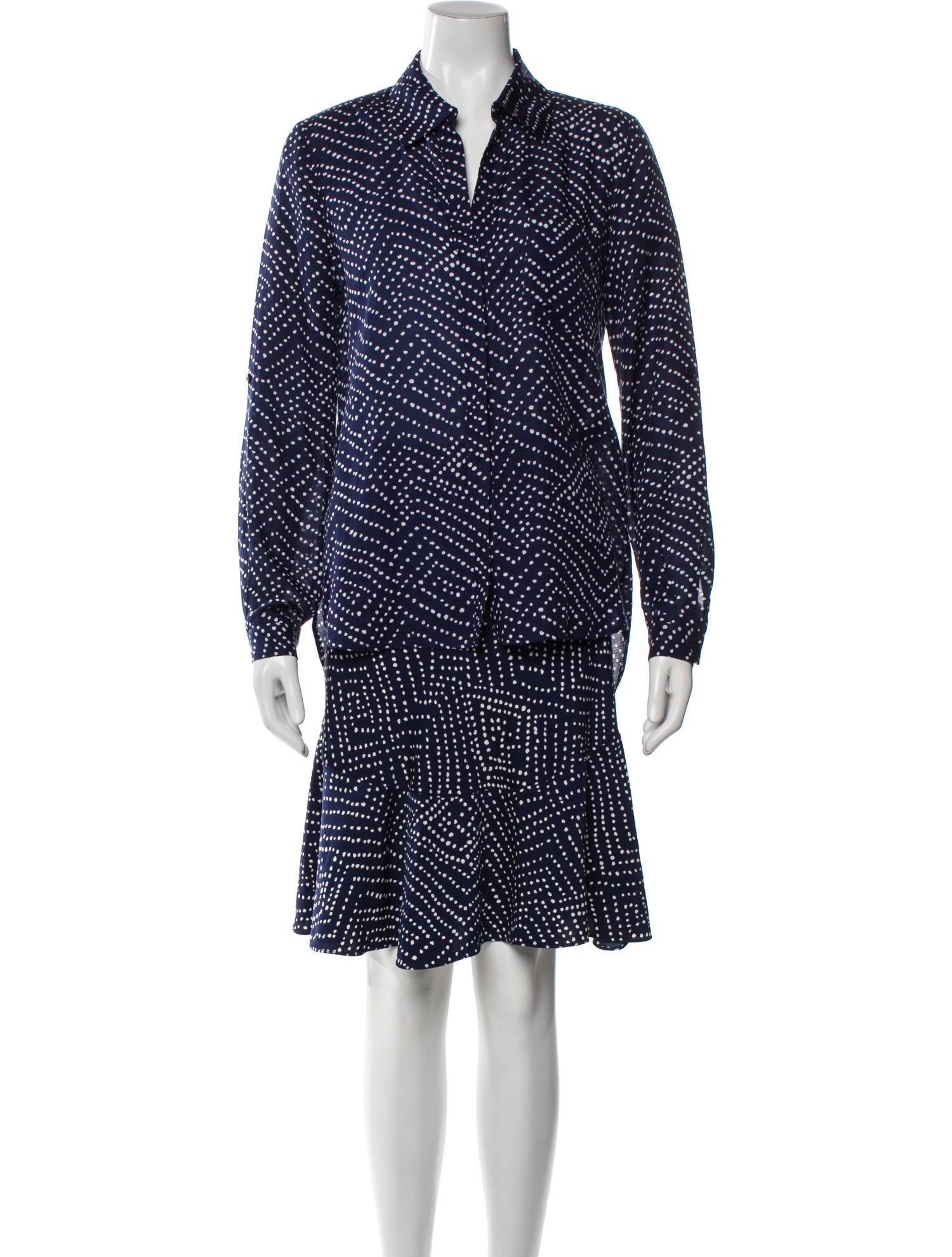 Diane von Furstenberg Silk Polka Dot Print Skirt Set