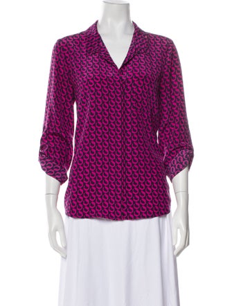 Diane von Furstenberg Silk Printed Button-Up Top