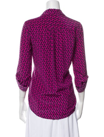Diane von Furstenberg Silk Printed Button-Up Top