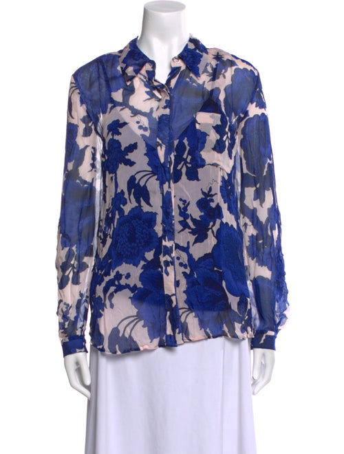 Diane von Furstenberg Floral Print Long Sleeve Button-Up Top